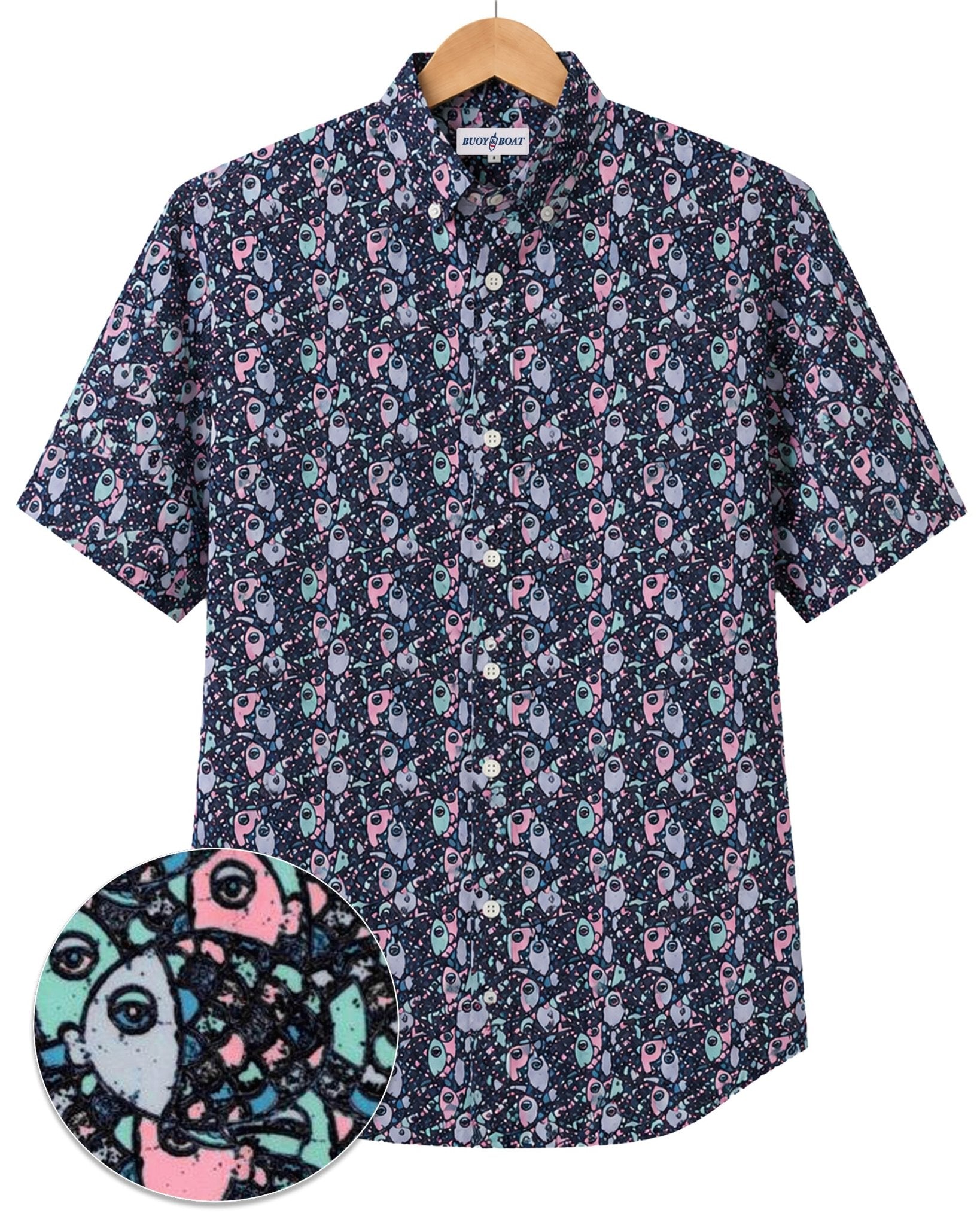Abstract Fish Woven Shirt - Navy - Buoy & Boat - BuoyBoat - Navy