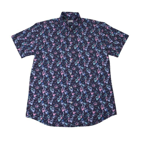 Abstract Fish Woven Shirt - Helio