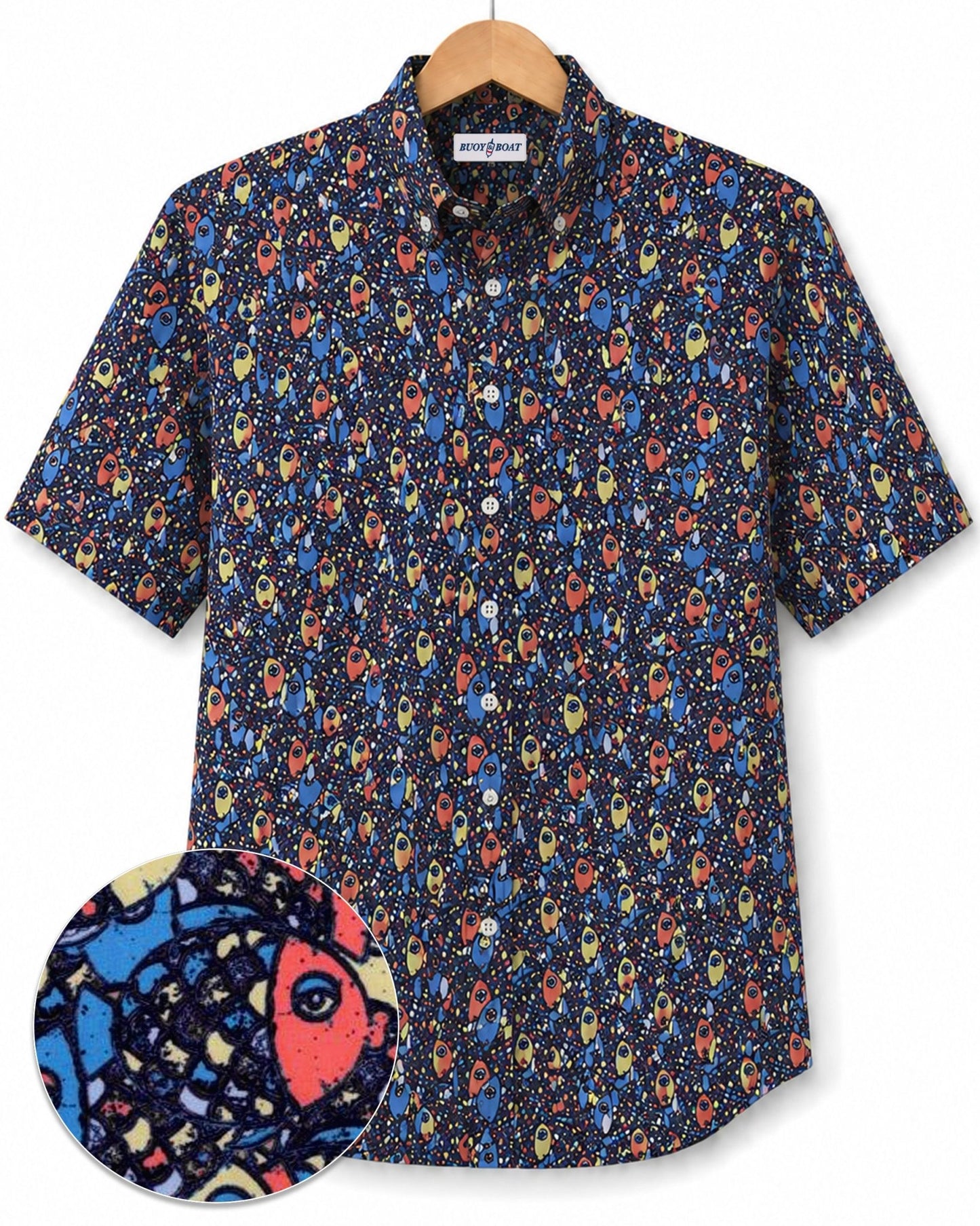 Abstract Fish Woven Shirt - Black - Buoy & Boat - BuoyBoat - Black