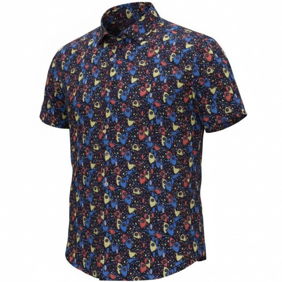 Abstract Fish Woven Shirt - Multi - Buoy & Boat - Short Sleeve Woven - 