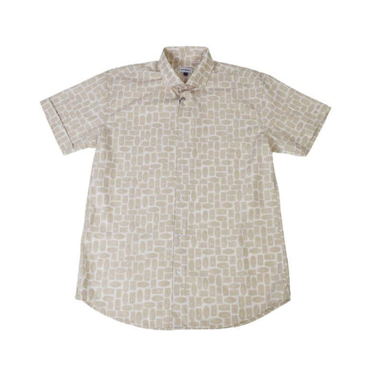 Tribal Masks Woven Shirt - Ivory