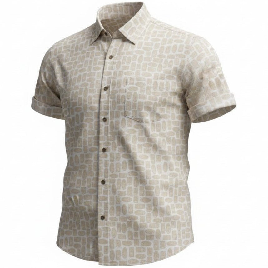 Tribal Masks Woven Shirt - Ivory - Buoy & Boat - Short Sleeve Woven - 