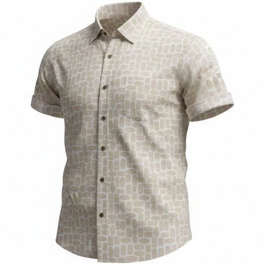 Tribal Masks Woven Shirt - Ivory