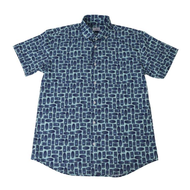 Tribal Masks Woven Shirt - Mint
