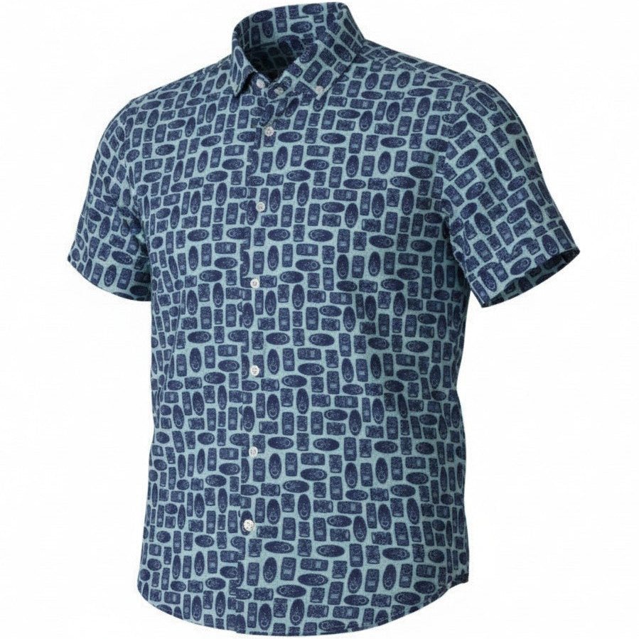 Tribal Masks Woven Shirt - Mint - Buoy & Boat - Short Sleeve Woven - 