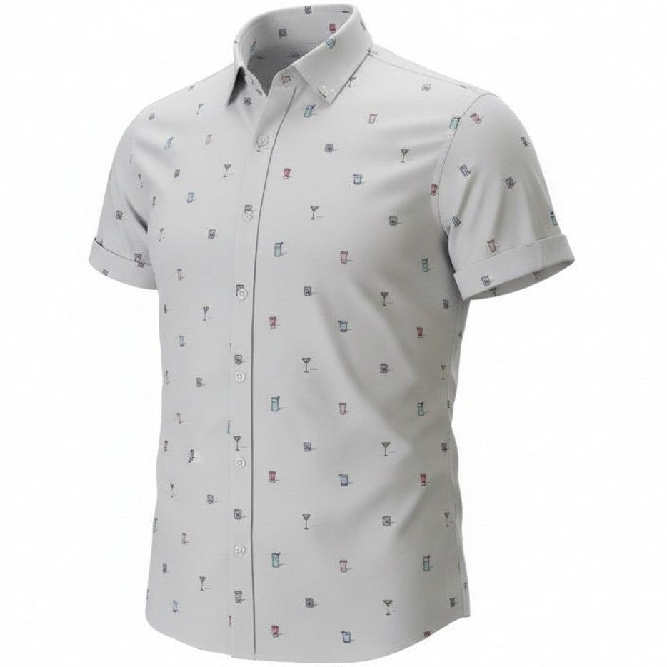 Tipple Oxford Woven Shirt - Silver - Buoy & Boat - Short Sleeve Woven - 