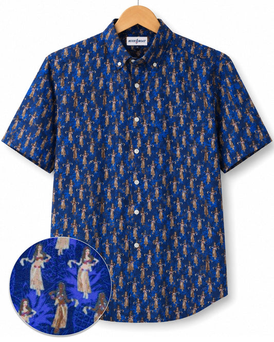 Hula Pineapples Woven Shirt - Navy - Buoy & Boat - BuoyBoat - Navy