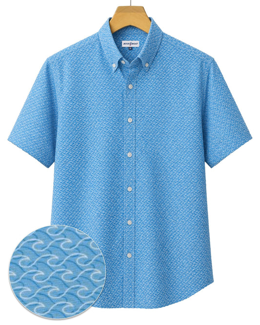Wave Woven Shirt - Aqua - Buoy & Boat - Short Sleeve Woven - Aqua
