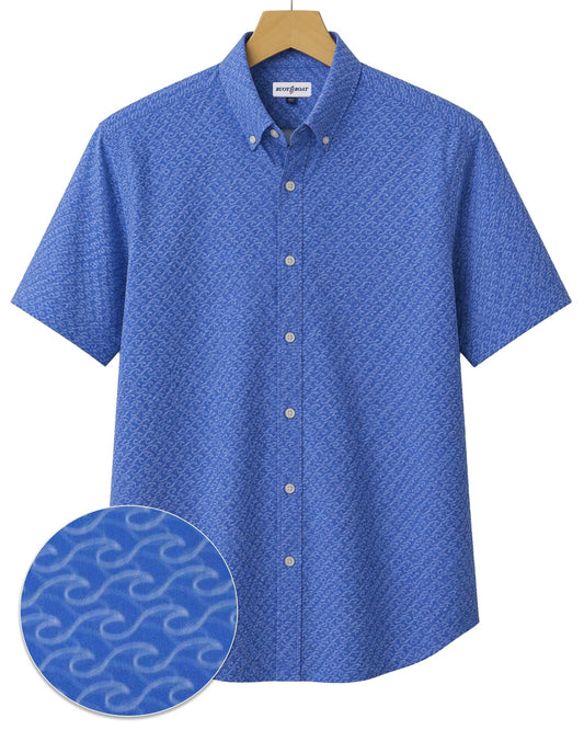 Wave Woven Shirt - Blue - Buoy & Boat - Short Sleeve Woven - Blue