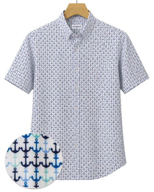 Anchors Away Woven Shirt - White - Buoy & Boat - Short Sleeve Woven - White