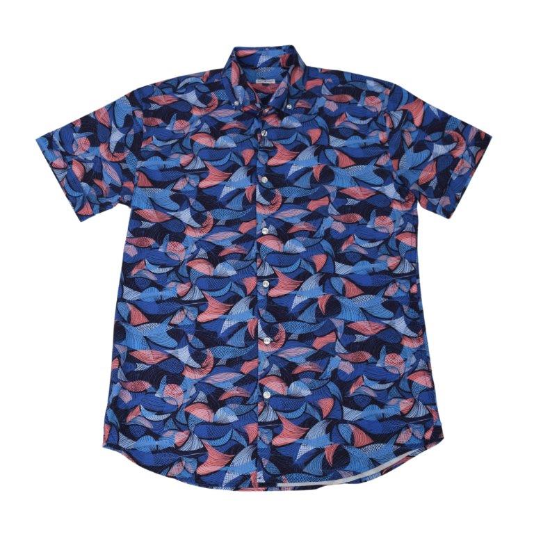 Leaves Layers Woven Shirt - Navy