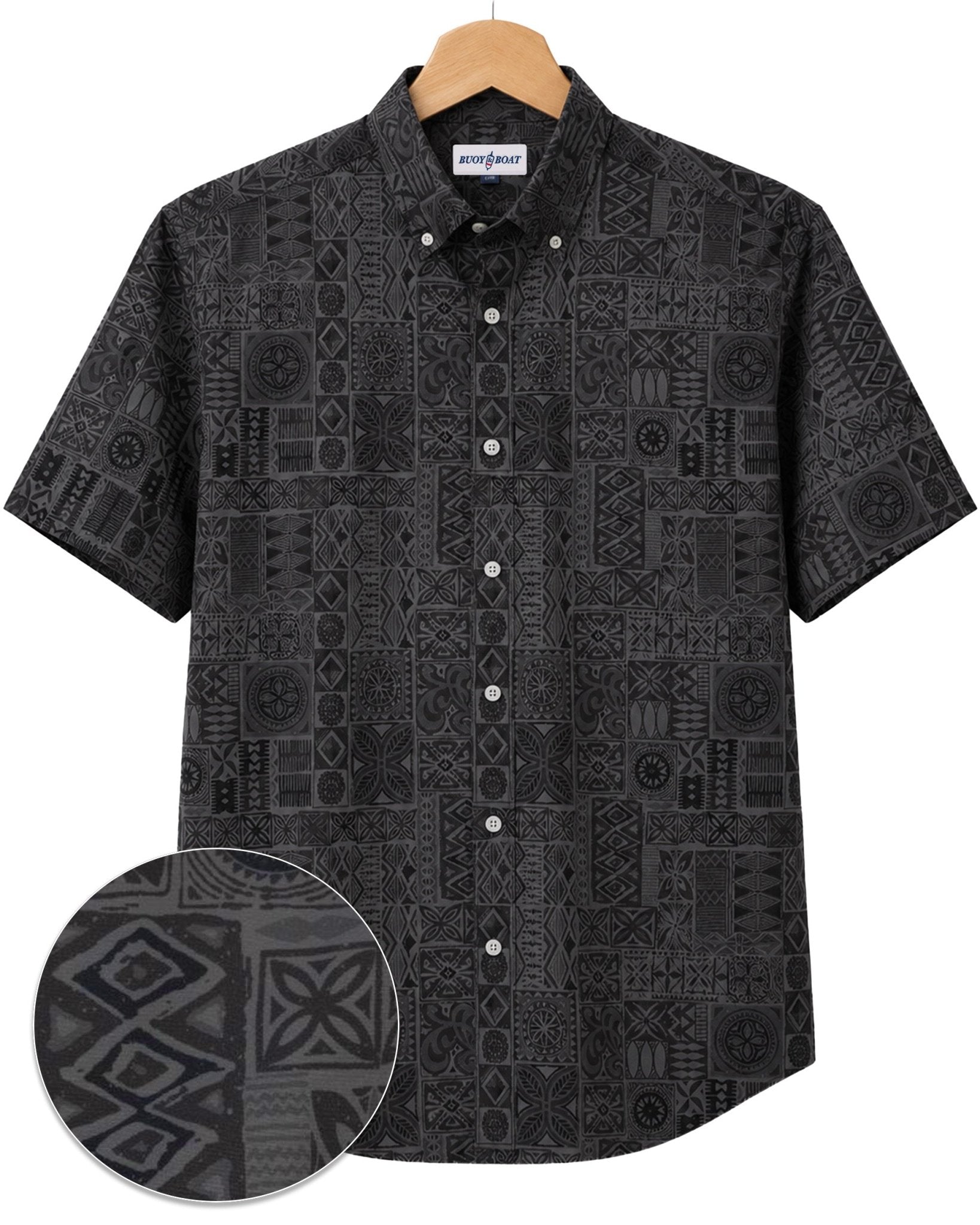 Tribal Tiles Woven Shirt - Black - Buoy & Boat - BuoyBoat - Black