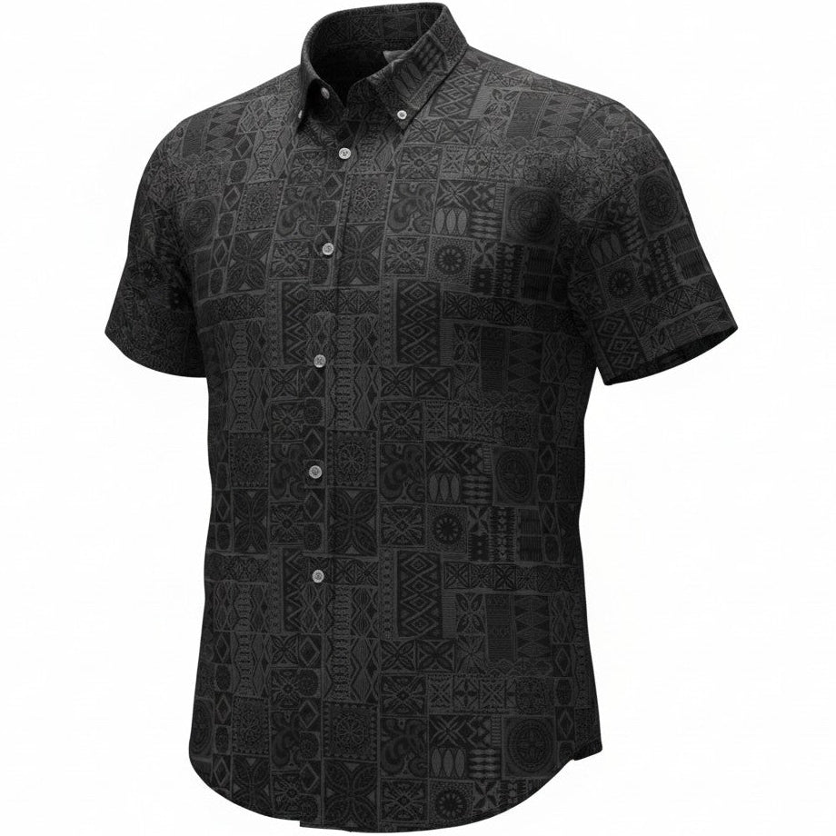 Tribal Tiles Woven Shirt - Black