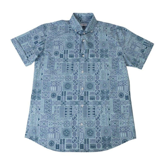 Tribal Tiles Woven Shirt - Ocean