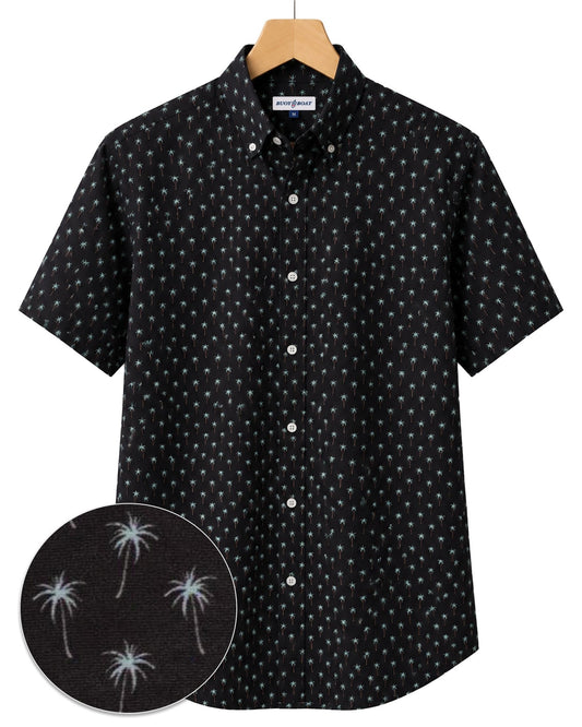 Palm Village Woven Shirt - Black - Buoy & Boat - Short Sleeve Woven - Black