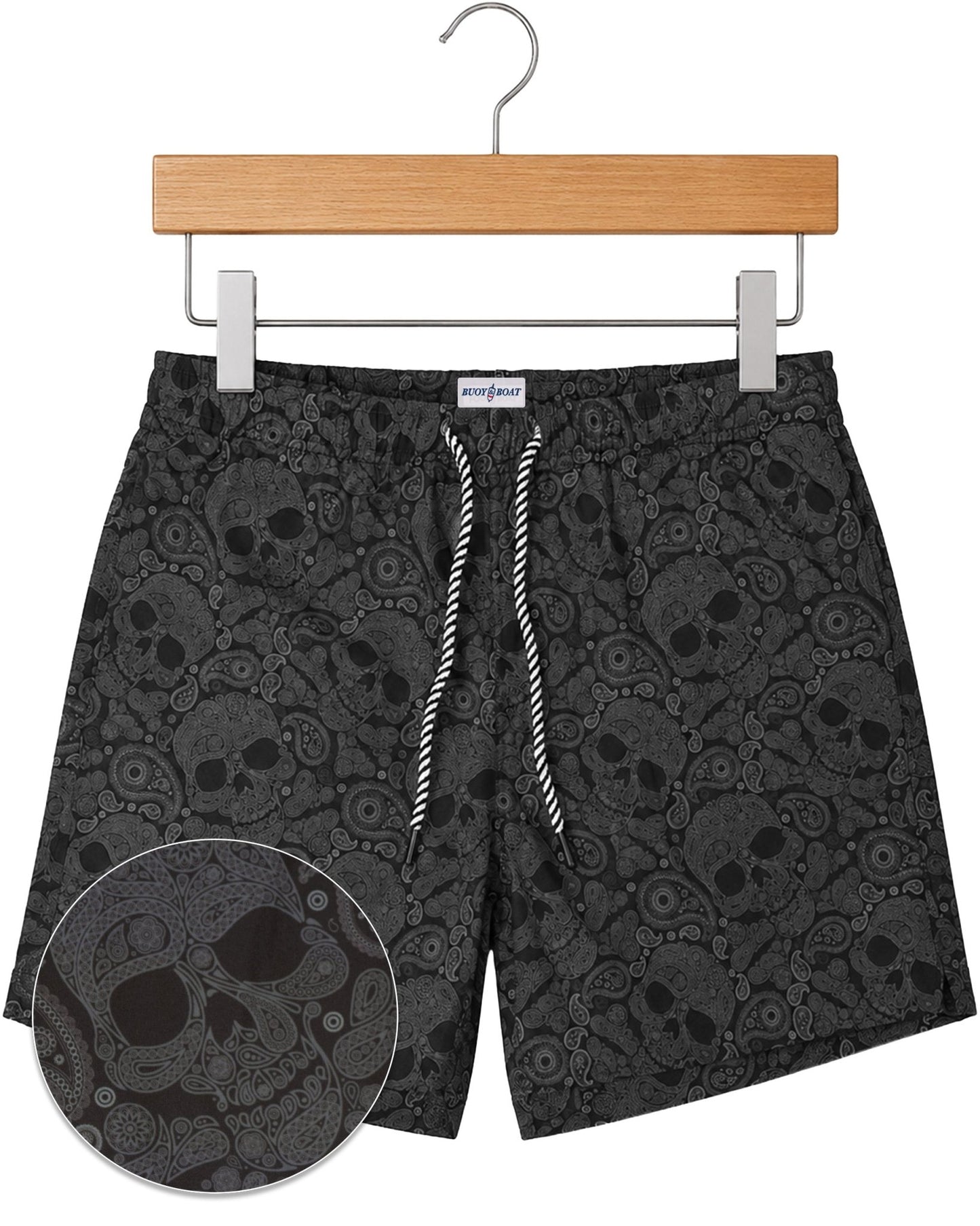 Paisley Skull Swim Trunks - Black - Buoy & Boat - Swim Trunks - Black