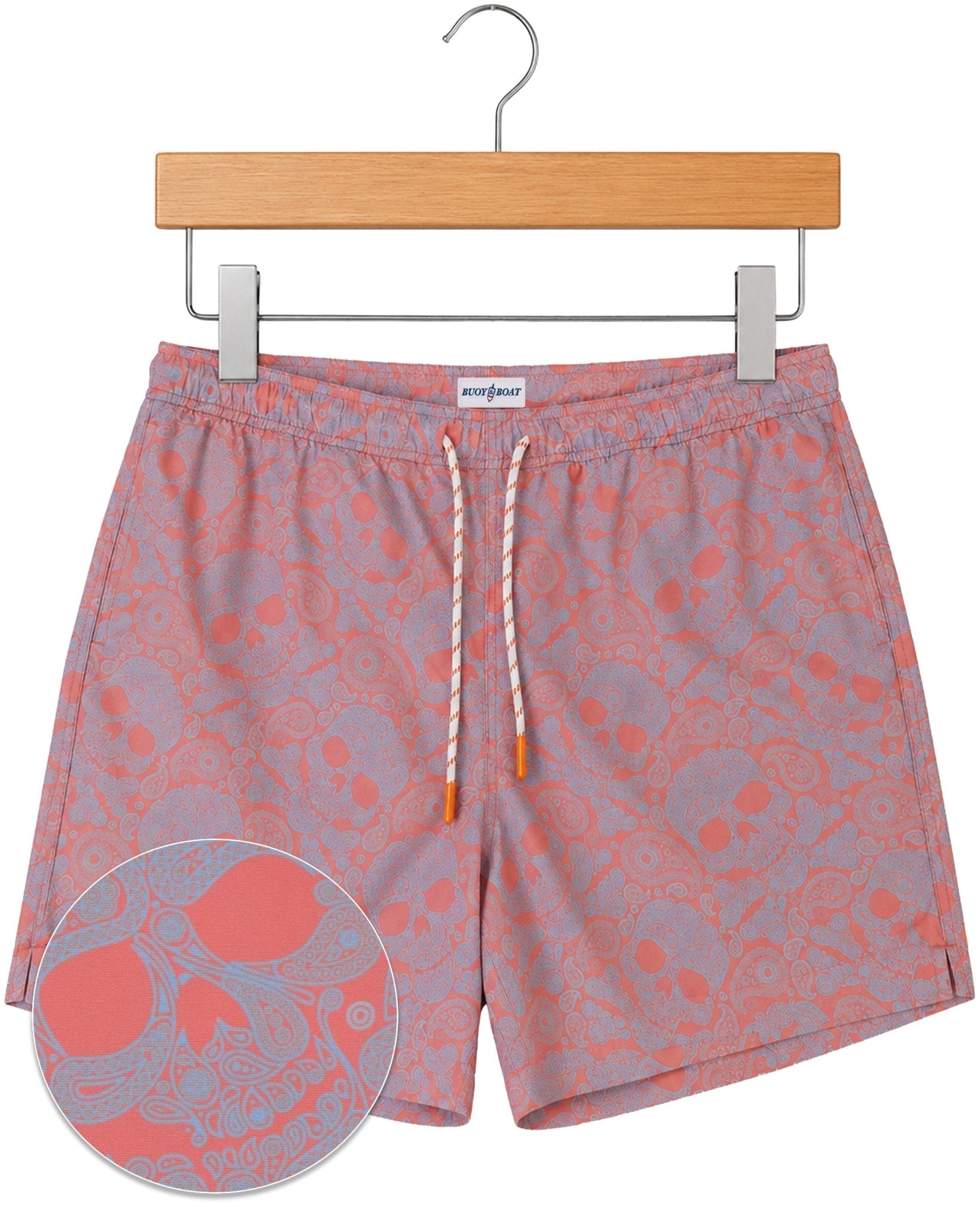 Paisley Skull Swim Trunks - Coral - Buoy & Boat - Swim Trunks - Coral