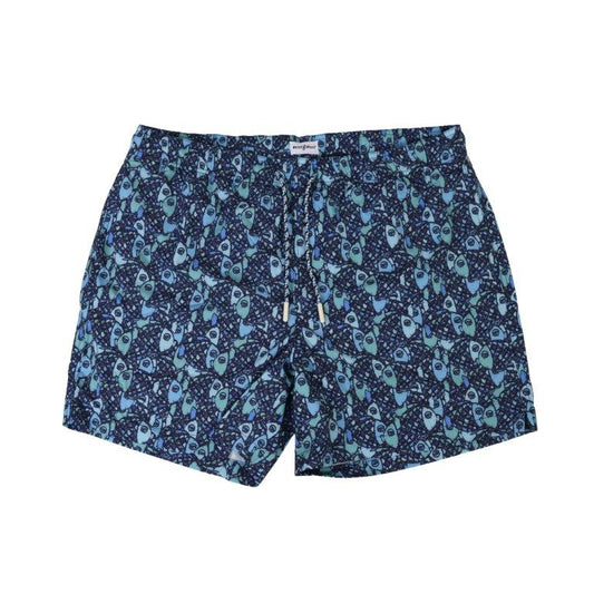 Abstract Fish Swim Trunks - Aqua
