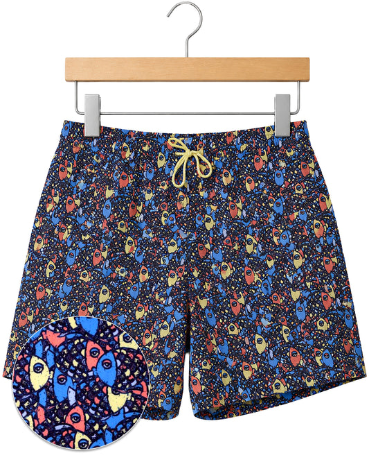 Abstract Fish Swim Trunks - Rainbow