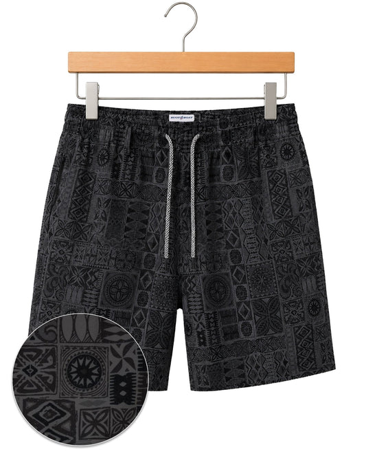 Tribal Tiles Swim Trunks - Black