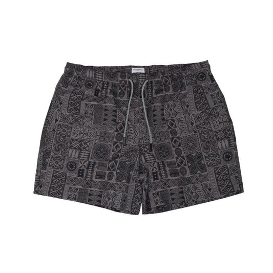 Tribal Tiles Swim Trunks - Black