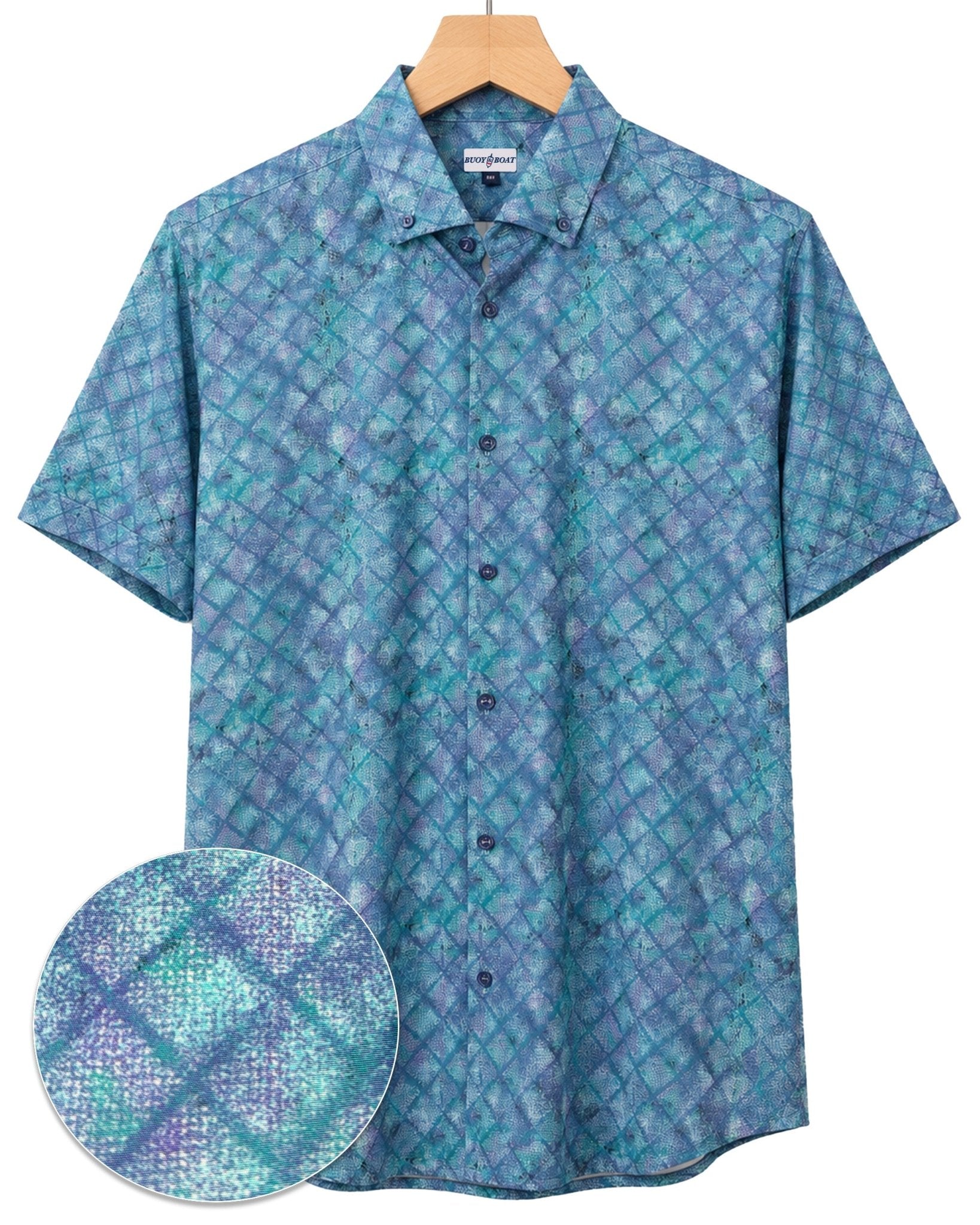 Oxford Diamonds Woven Shirt - Buoy & Boat - Short Sleeve Woven - teal