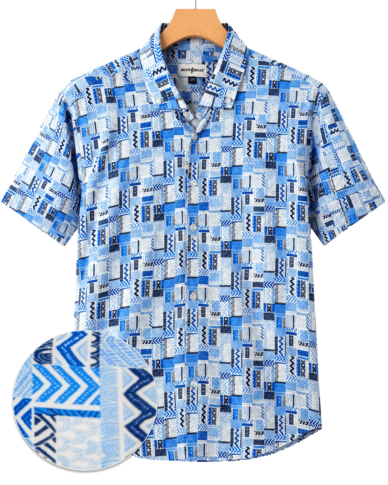 Bluestone Tiles Woven Shirt - Buoy & Boat - Short Sleeve Woven - Blue