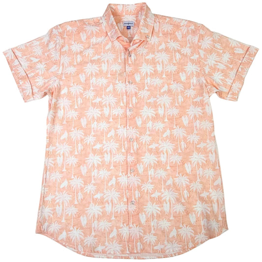 Short-sleeve shirt with a floral pattern on a white background