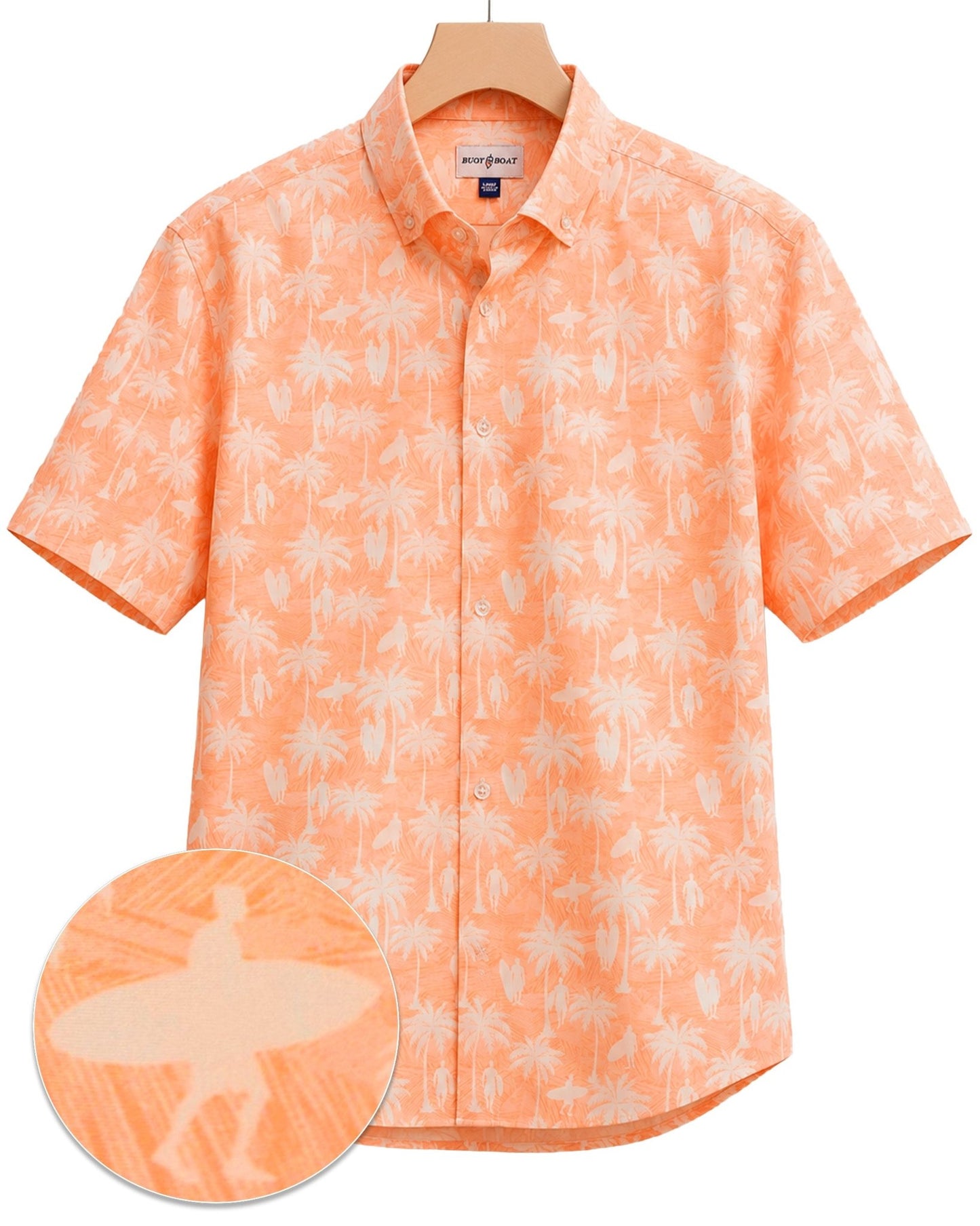 Surf Palm Woven Shirt - Buoy & Boat - Short Sleeve Woven - Peach