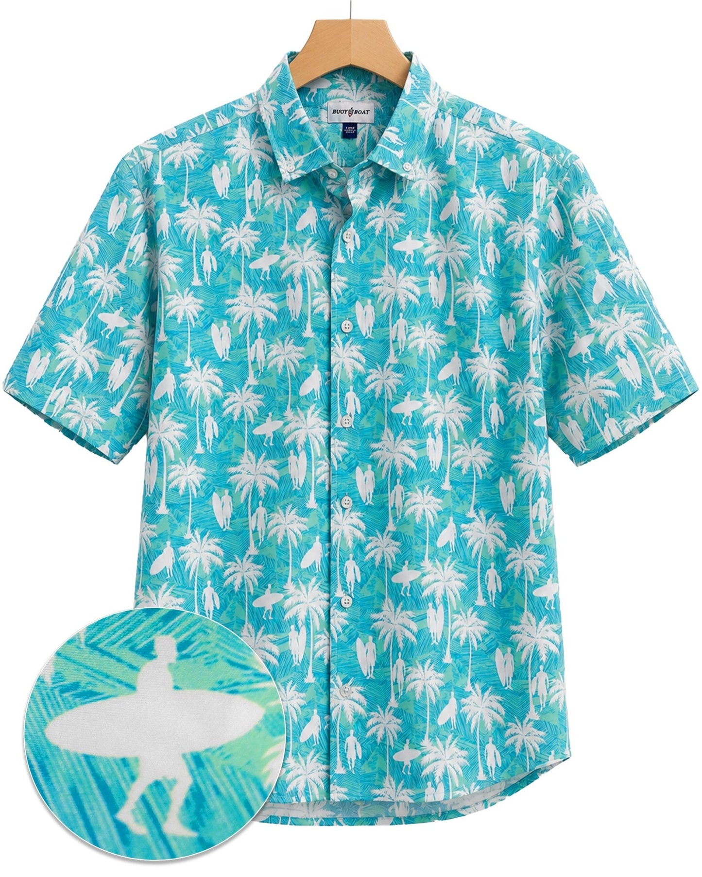 Surf Palm Woven Shirt - Buoy & Boat - Short Sleeve Woven - Teal