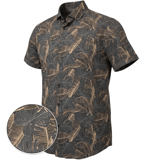 Deep Leaves Woven Shirt – Black/Tan