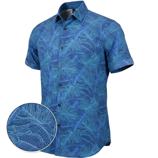 Deep Leaves Woven Shirt – Royal