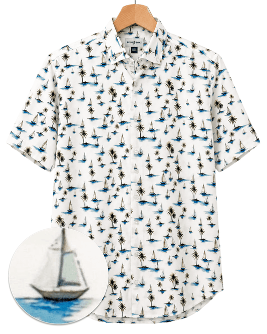 Sail Away Woven Shirt - Buoy & Boat - Short Sleeve Woven - White