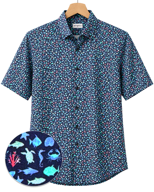 Marine Life Woven Shirt - Buoy & Boat - Short Sleeve Woven - Navy