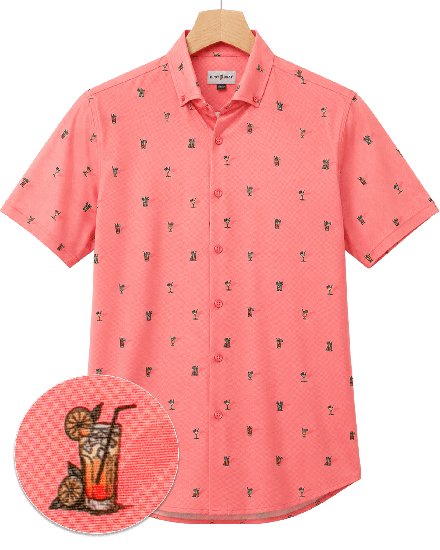 Cocktail Hour Woven Shirt - Buoy & Boat - Short Sleeve Woven - Coral