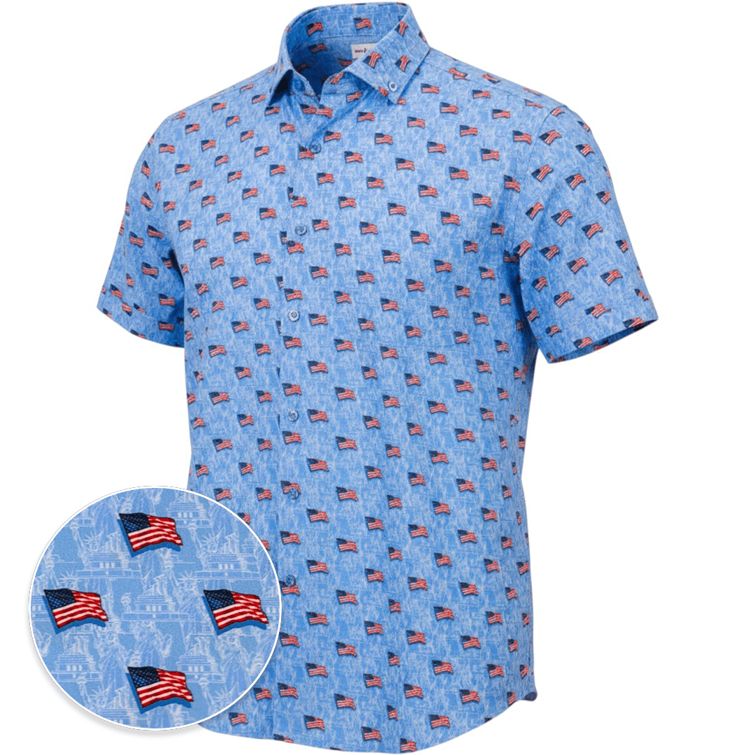 Liberty Flag Woven Shirt – Blue