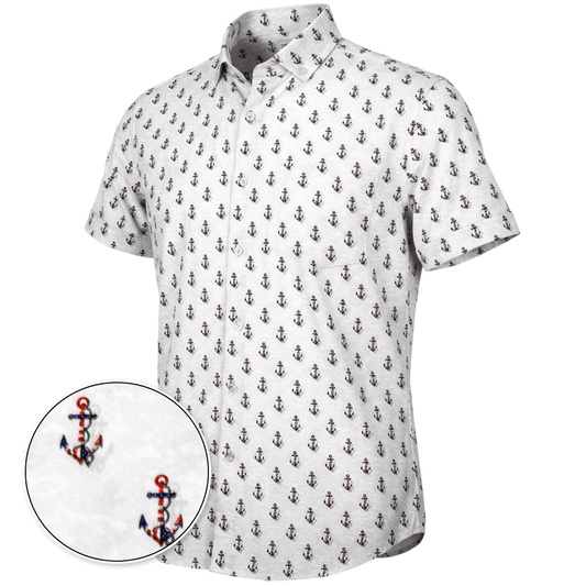 Anchors and Flags Woven Shirt - Silver