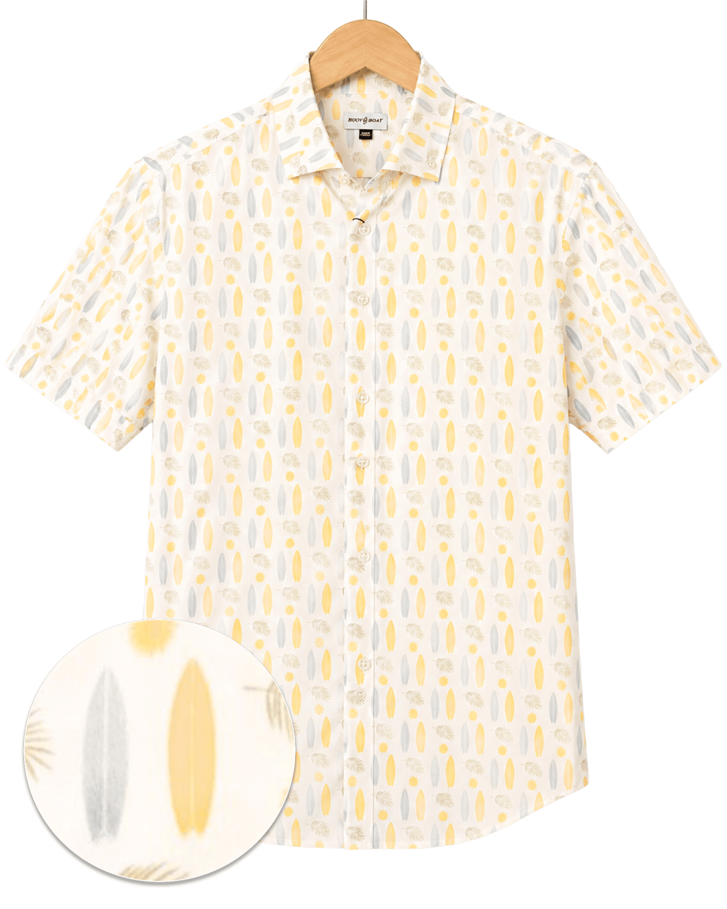 Surfboard Woven Shirt - Buoy & Boat - Short Sleeve Woven - White