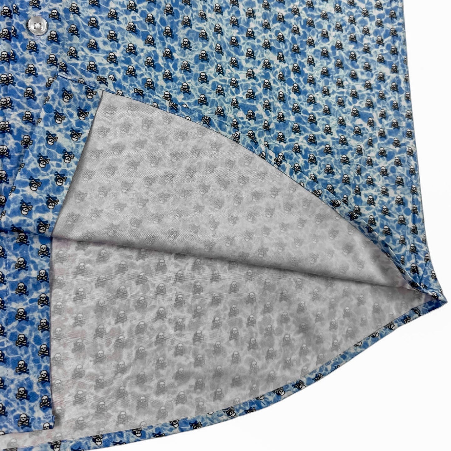 Blue Shirt with skull graphics