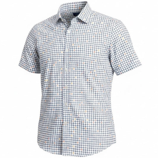 Short-sleeve checkered shirt on a white background