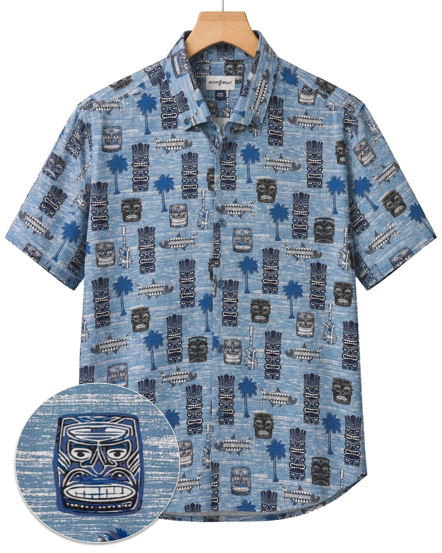 Tiki Totum Woven Shirt - Buoy & Boat - Short Sleeve Woven - Blue