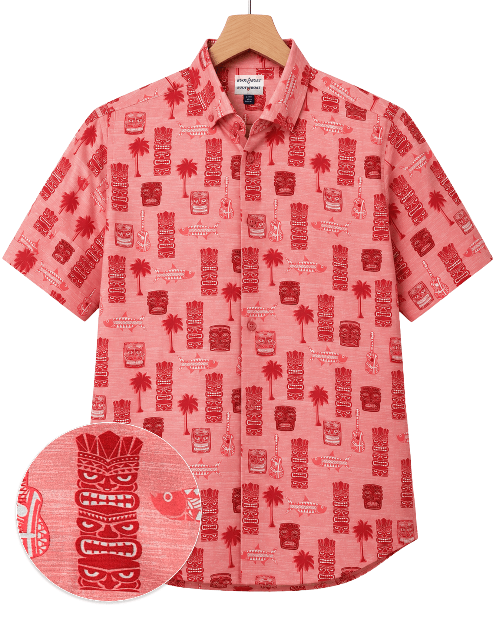 Tiki Totum Woven Shirt - Buoy & Boat - Short Sleeve Woven - coral