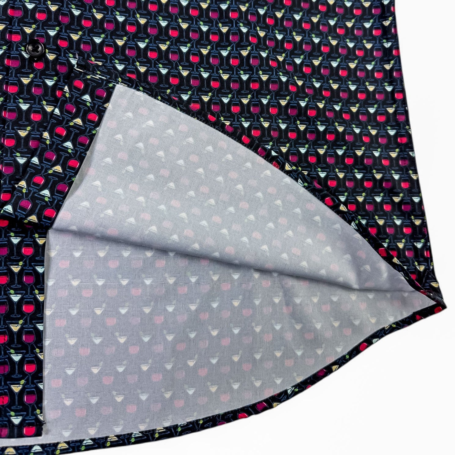 Black shirt with wine glasses on a white background