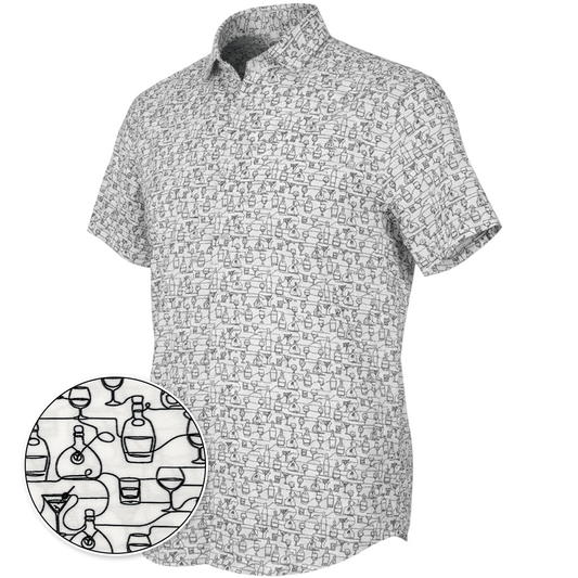 Liquor Bottles Woven Shirt - White/Black