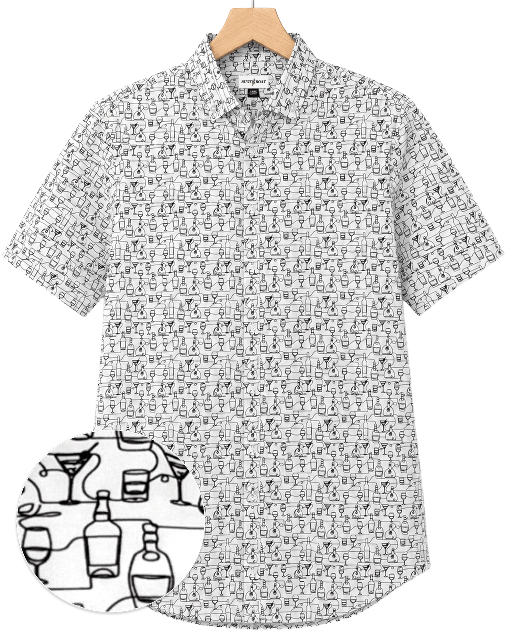 Liquor Bottles Woven Shirt - Buoy & Boat - Short Sleeve Woven - 