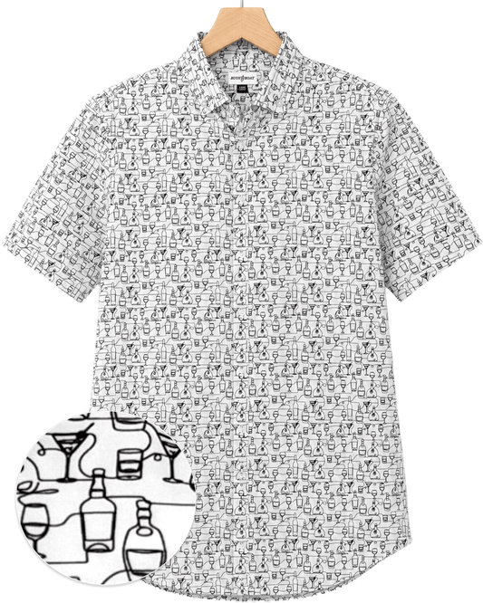 Liquor Bottles Woven Shirt - Buoy & Boat - Short Sleeve Woven - 
