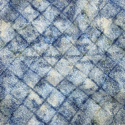 Textured blue and khaki patterned fabric