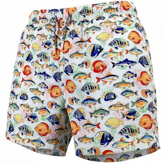 Tropical Fish Swim Trunks - White Multi
