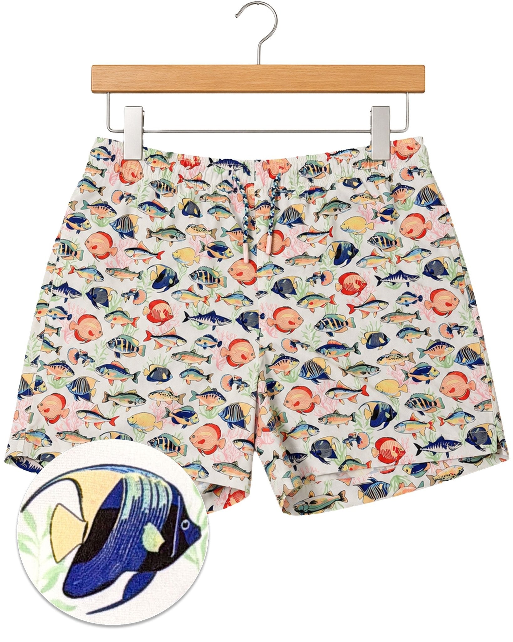 Tropical Fish Swim Trunks - Buoy & Boat - Swim Trunks - White