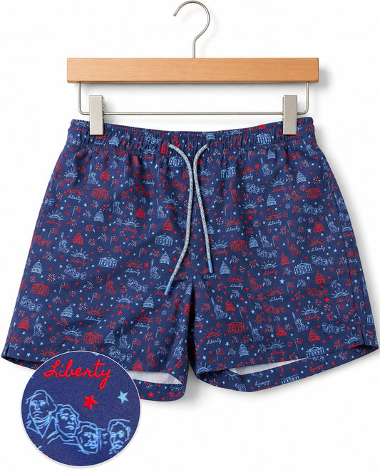 Lady Liberty Swim Trunks - Navy